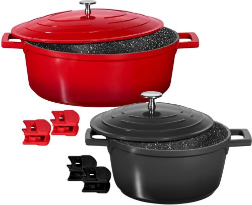 Stoneline braadpan geschikt voor inductie, inclusief termo-greepbeschermers (set, 2-delig)