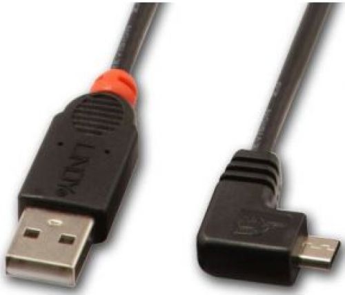 LINDY 0.5m, USB 2.0 A/Micro USB B, 90°, M/M