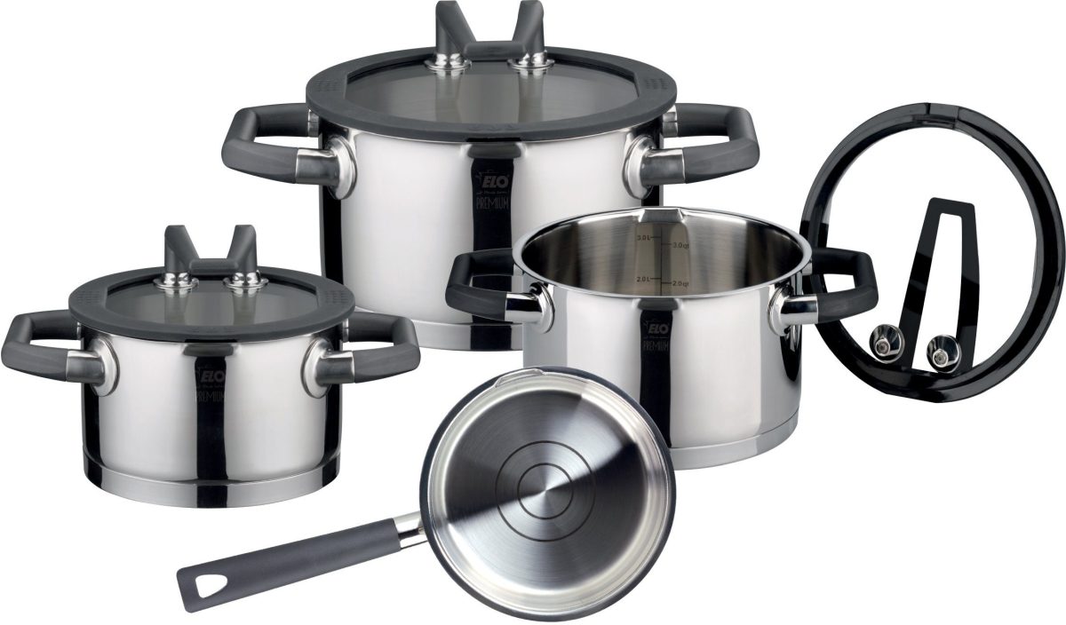 Elo Premium pannenset RONDELLO met geïntegreerd olie-doseersysteem, inductie (set, 7-delig)
