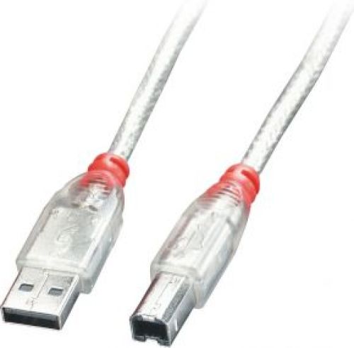 LINDY 41753 2m USB A USB B Transparant USB-kabel
