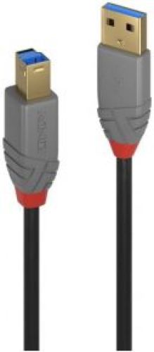 LINDY 36740 0.5m USB A USB B Mannelijk Mannelijk Zwart USB-kabel