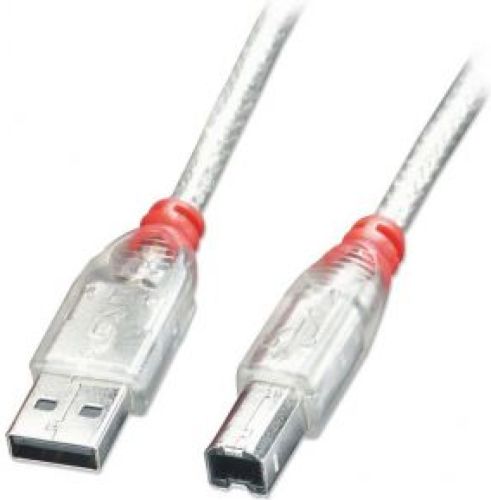 LINDY 41751 0.5m USB A USB B Transparant USB-kabel