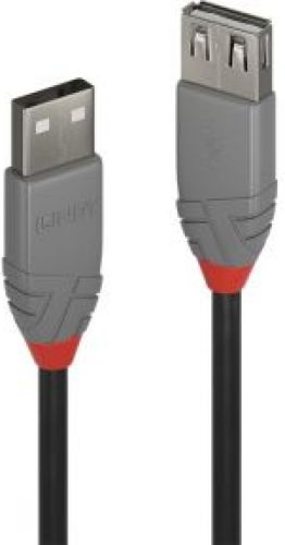 LINDY 36703 USB-kabel 2 m USB A Mannelijk Vrouwelijk Zwart, Grijs