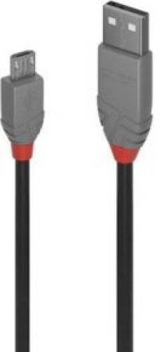 LINDY 1m USB 2.0 Cable USB A Micro-USB B Mannelijk Mannelijk Zwart, Grijs USB-kabel