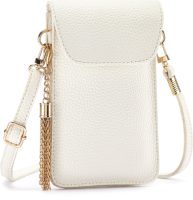Lascana schoudertas modieuze mini-bag, schoudertasje voor de mobiele telefoon met praktisch kijkvenster en afneembaar kwastje