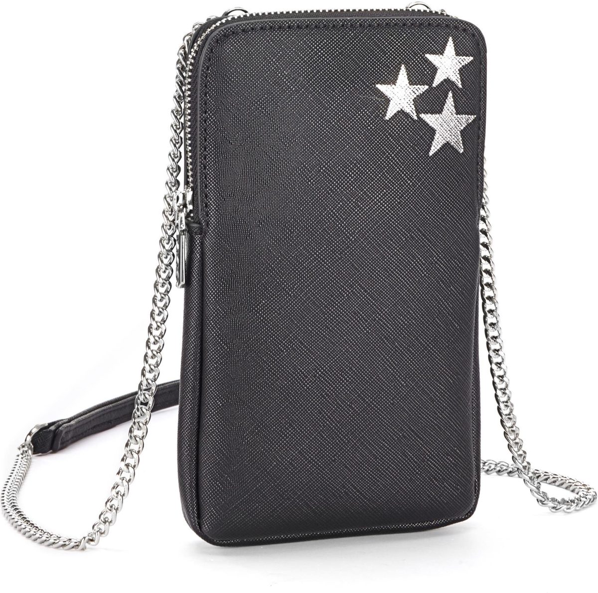 Lascana schoudertas Mini-bag, tasje voor de mobiele telefoon, kan omgehangen worden, met ster-stempeldruk