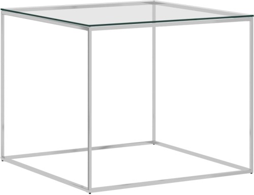 VidaXL Salontafel 50x50x43 cm roestvrij staal en glas zilverkleurig