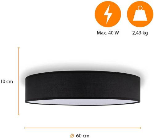 Smartwares Plafondlamp 60x60x10 cm zwart