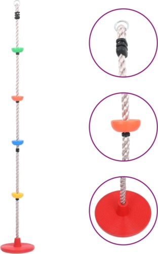 VidaXL Schommelklimtouw met plateaus en schijf 200 cm