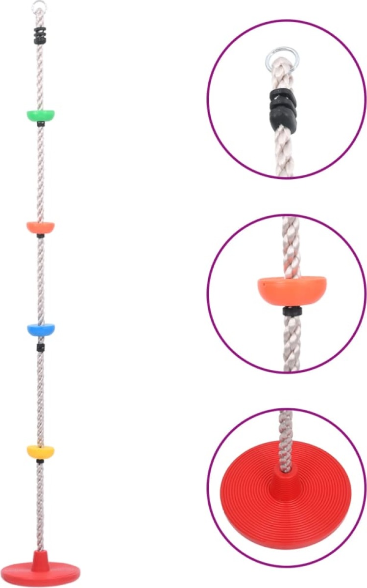 VidaXL Schommelklimtouw met plateaus en schijf 200 cm
