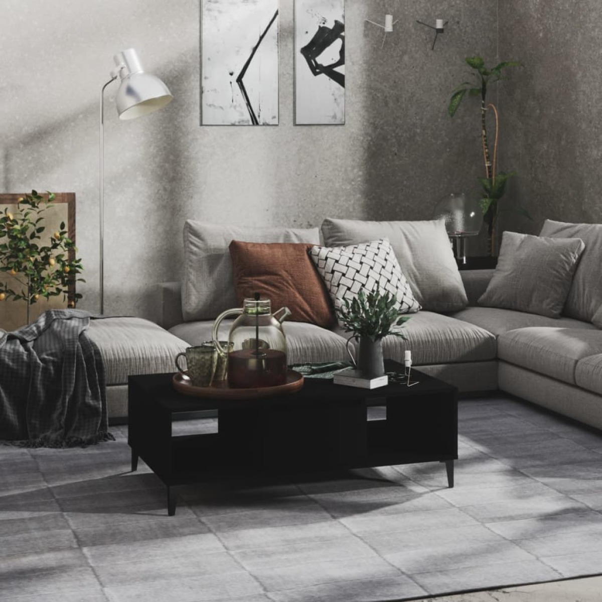 VidaXL Salontafel 103,5x60x35 cm spaanplaat zwart