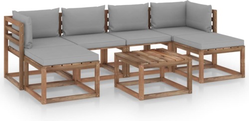 VidaXL 7-delige Loungeset pallet met kussens geïmpregneerd grenenhout