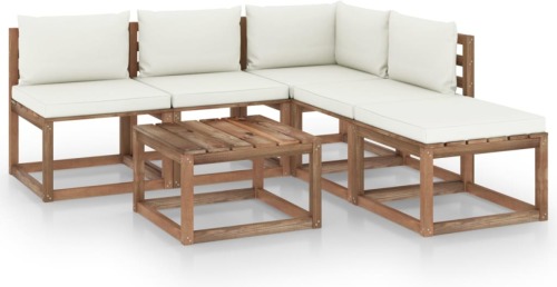 VidaXL 6-delige Loungeset pallet met kussens geïmpregneerd grenenhout