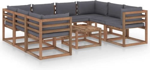 VidaXL 9-delige Loungeset met antracietkleurige kussens