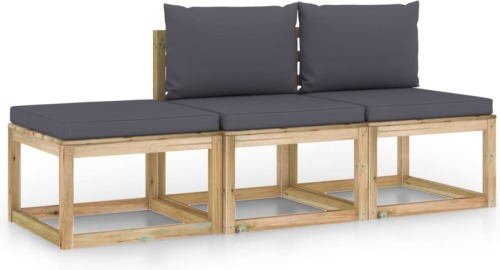 VidaXL 3-delige Loungeset met antracietkleurige kussens