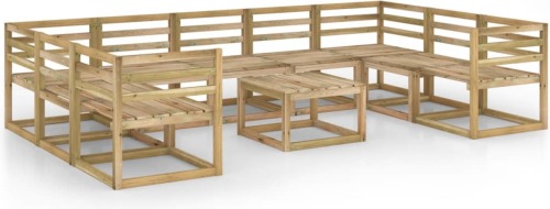 VidaXL 10-delige Loungeset groen geïmpregneerd grenenhout