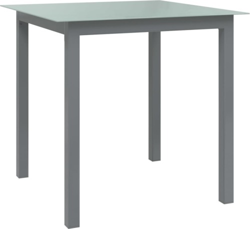 VidaXL Tuintafel 80x80x74 cm aluminium en glas lichtgrijs