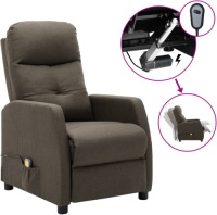 VidaXL Massagestoel verstelbaar elektrisch stof taupe