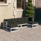 VidaXL 6-delige Loungeset met kussens massief grenenhout wit