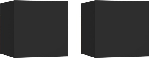 VidaXL Nachtkastjes 2 st 30,5x30x30 cm spaanplaat zwart