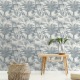 DUTCH WALLCOVERINGS Behang Kidatu blauw en wit