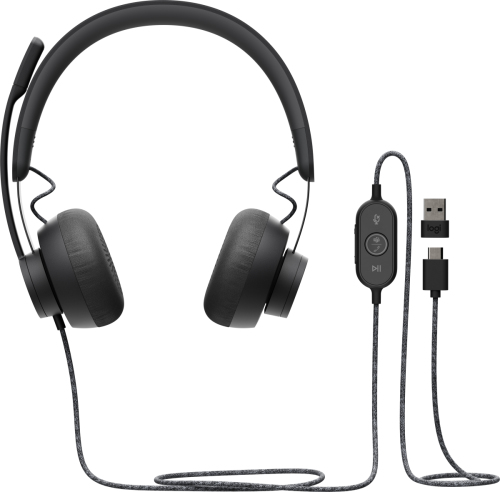 Logitech Zone Wired Zwart
