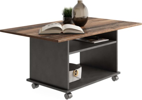 FMD Salontafel met wielen old style en zwart