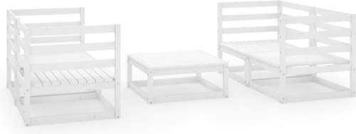 VidaXL 5-delige Loungeset massief grenenhout wit