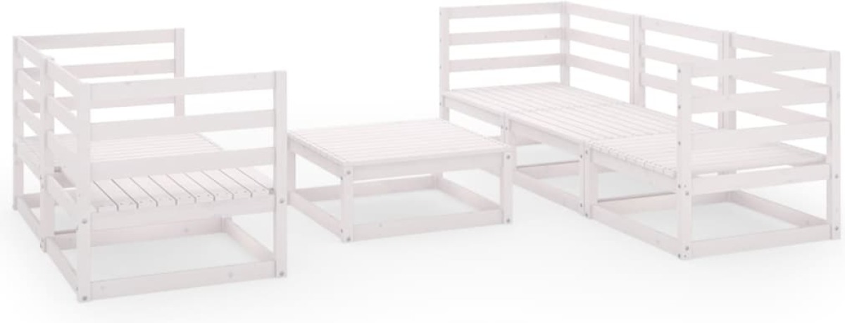 VidaXL 6-delige Loungeset massief grenenhout wit