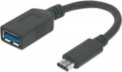 Manhattan 355285 0.15m USB A USB C Vrouwelijk Mannelijk Zwart USB-kabel