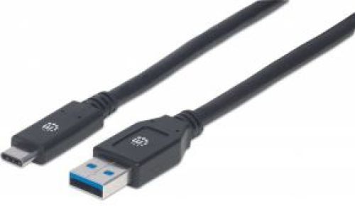 Manhattan 354981 3m USB A USB C Mannelijk Mannelijk Zwart USB-kabel