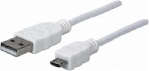 Manhattan 323987 1m USB A Micro-USB B Wit USB-kabel