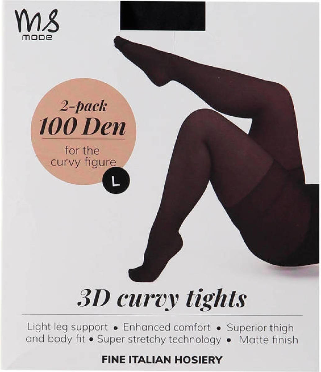 MS Mode panty 100 denier - set van 2 zwart