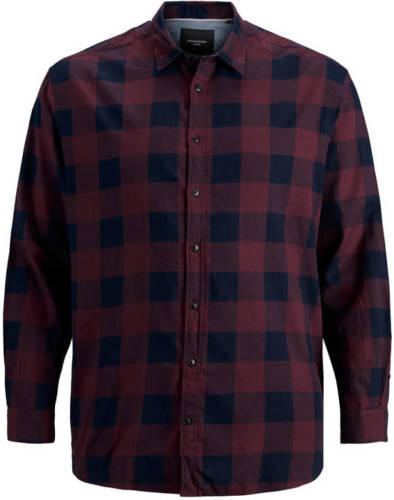 JACK & JONES PLUS SIZE geruit regular fit overhemd JJEGINGHAM Plus Size port royale