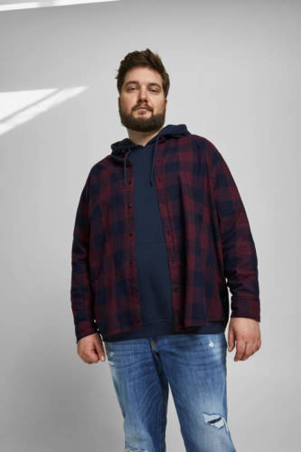 JACK & JONES PLUS SIZE geruit regular fit overhemd JJEGINGHAM Plus Size port royale
