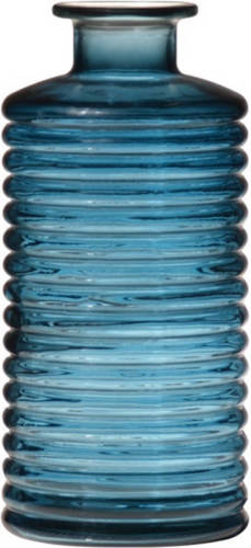 Bellatio Design Glazen Stijlvolle Bloemenvaas Transparant Blauw D9.5 En H21.5 Cm - Vazen