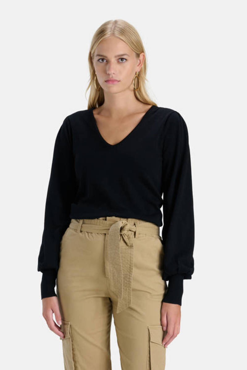 Shoeby Eksept gebreide trui Kyra Knit met plooien zwart