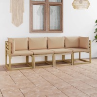 VidaXL Tuinbank 4-zits met beige kussens