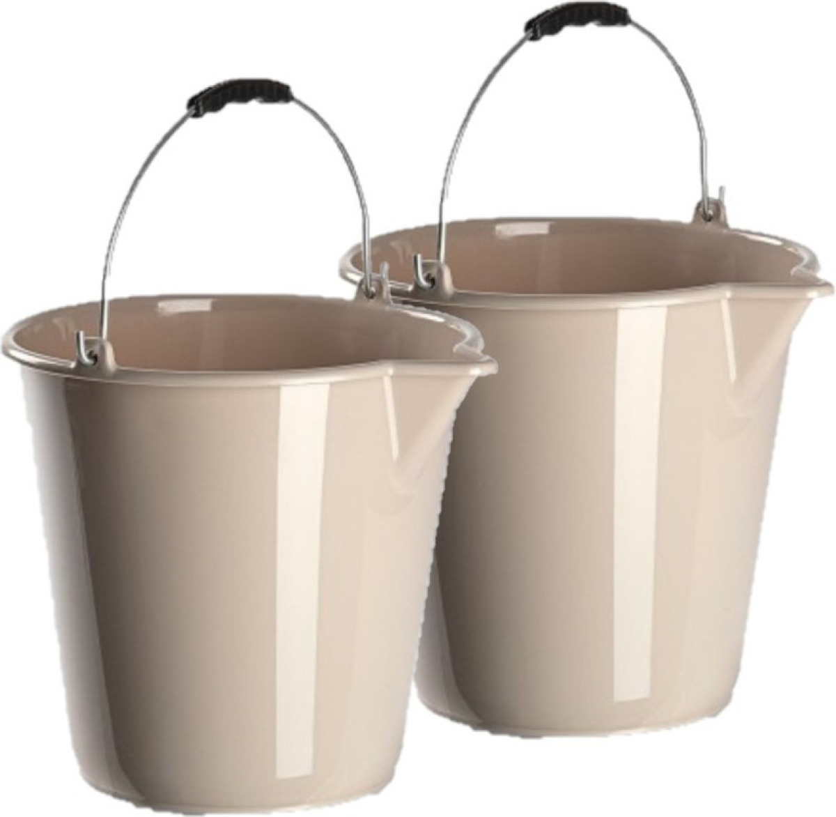 Forte Plastics 2x stuks kunststof emmers met schenktuit mokka 12 liter