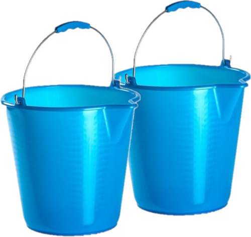 Forte Plastics 2x stuks kunststof emmers met schenktuit blauw 12 liter