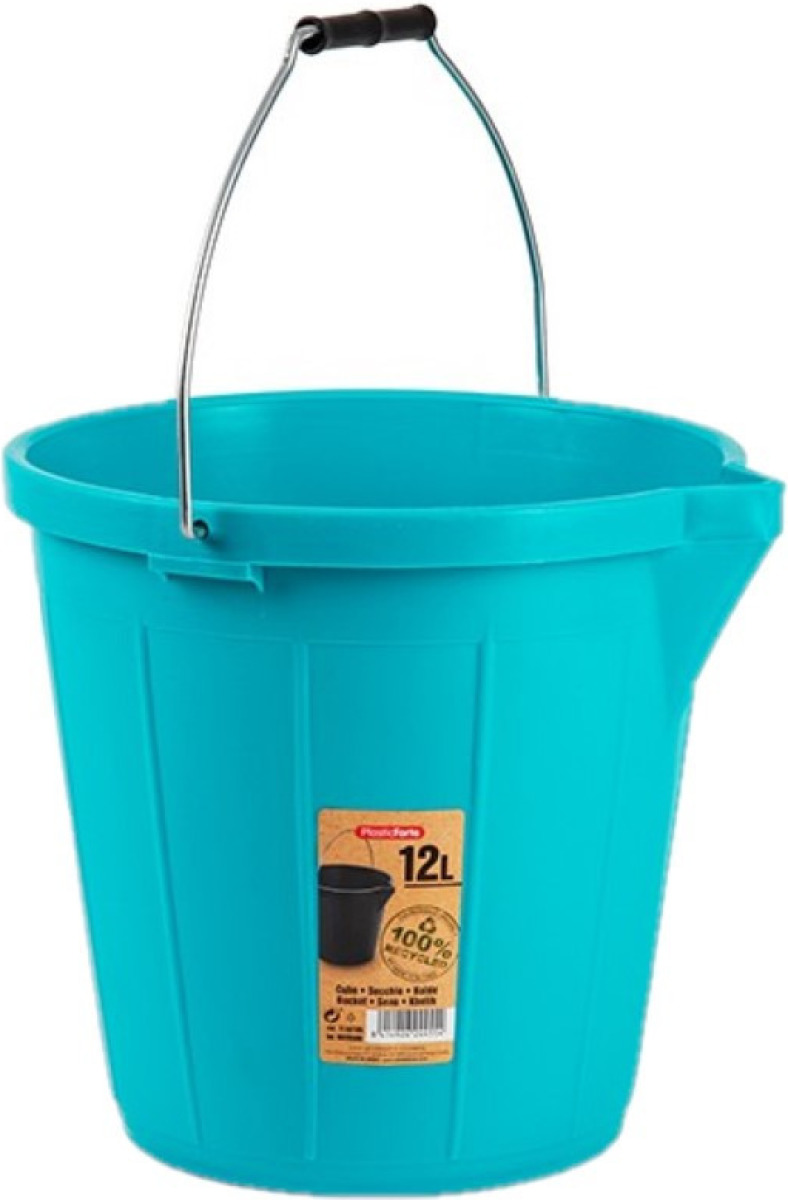 Forte Plastics Set van 2x stuks kunststof emmers met schenktuit blauw 12 liter