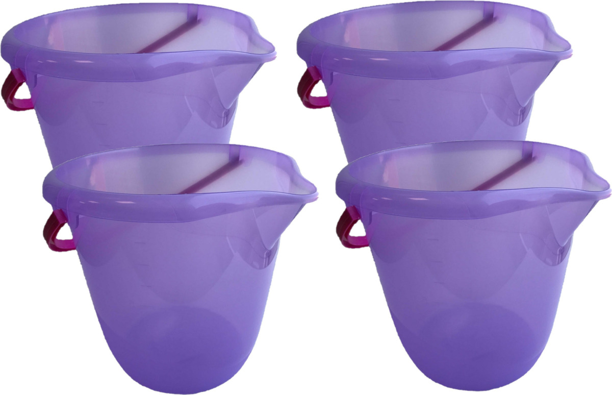 Hega Hogar 4x stuks paarse schoonmaakemmers/huishoudemmers 10 liter van dia 28 cm