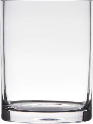 Bellatio Design Transparante Home-basics Cylinder Vorm Vaas/vazen Van Glas 15 X 12 Cm - Vazen