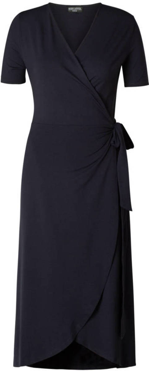 Base Level Curvy by Yesta jersey overslagjurk Abbie donkerblauw