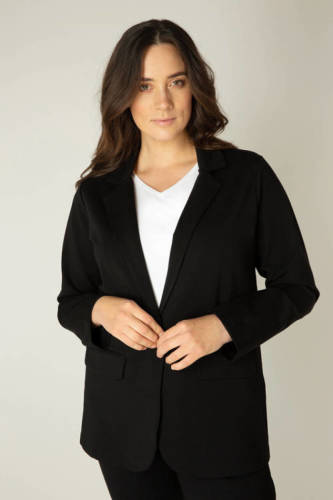 Base Level Curvy by Yesta ongevoerde blazer Aya zwart