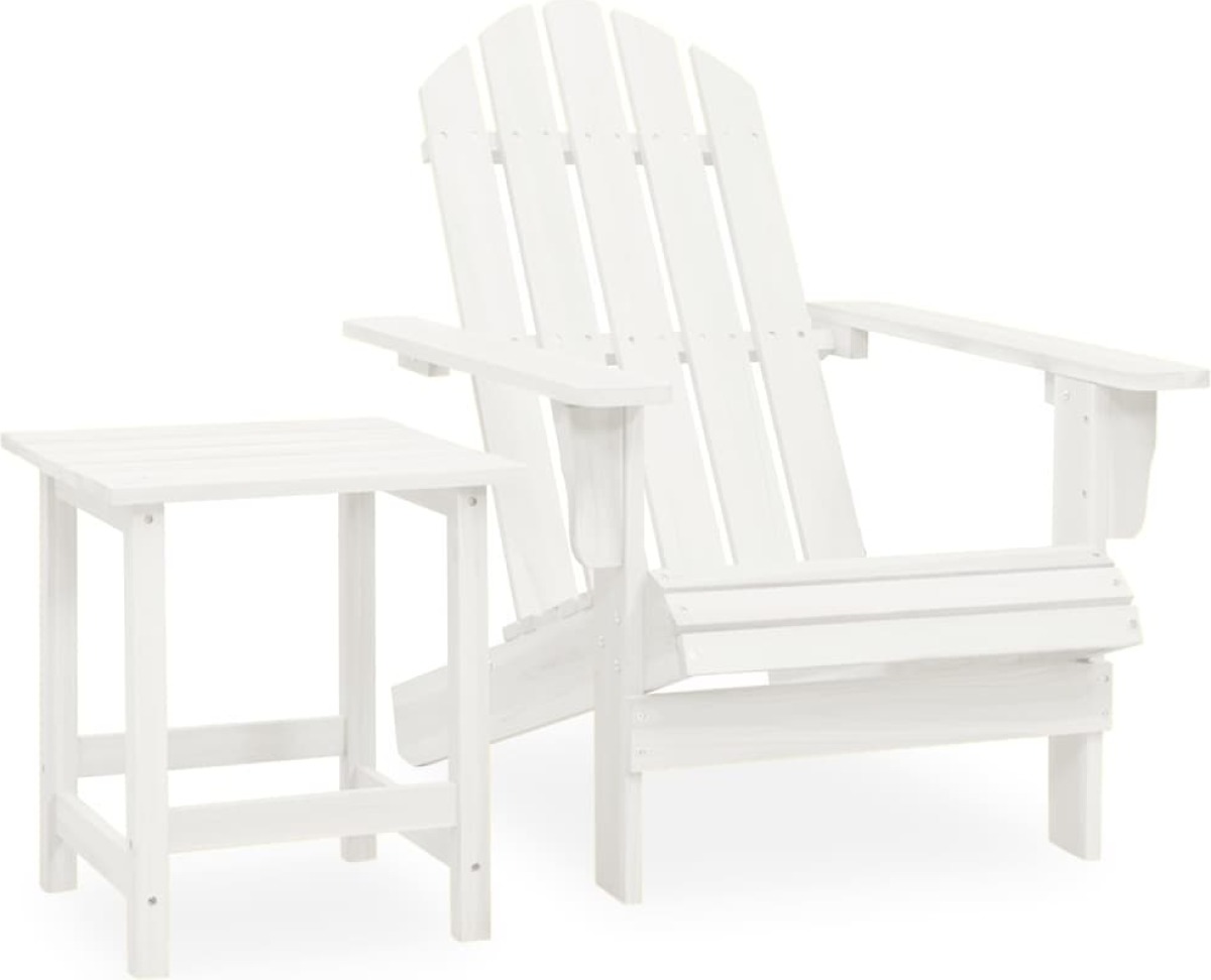 VidaXL Tuinstoel Adirondack met tafel massief vurenhout wit