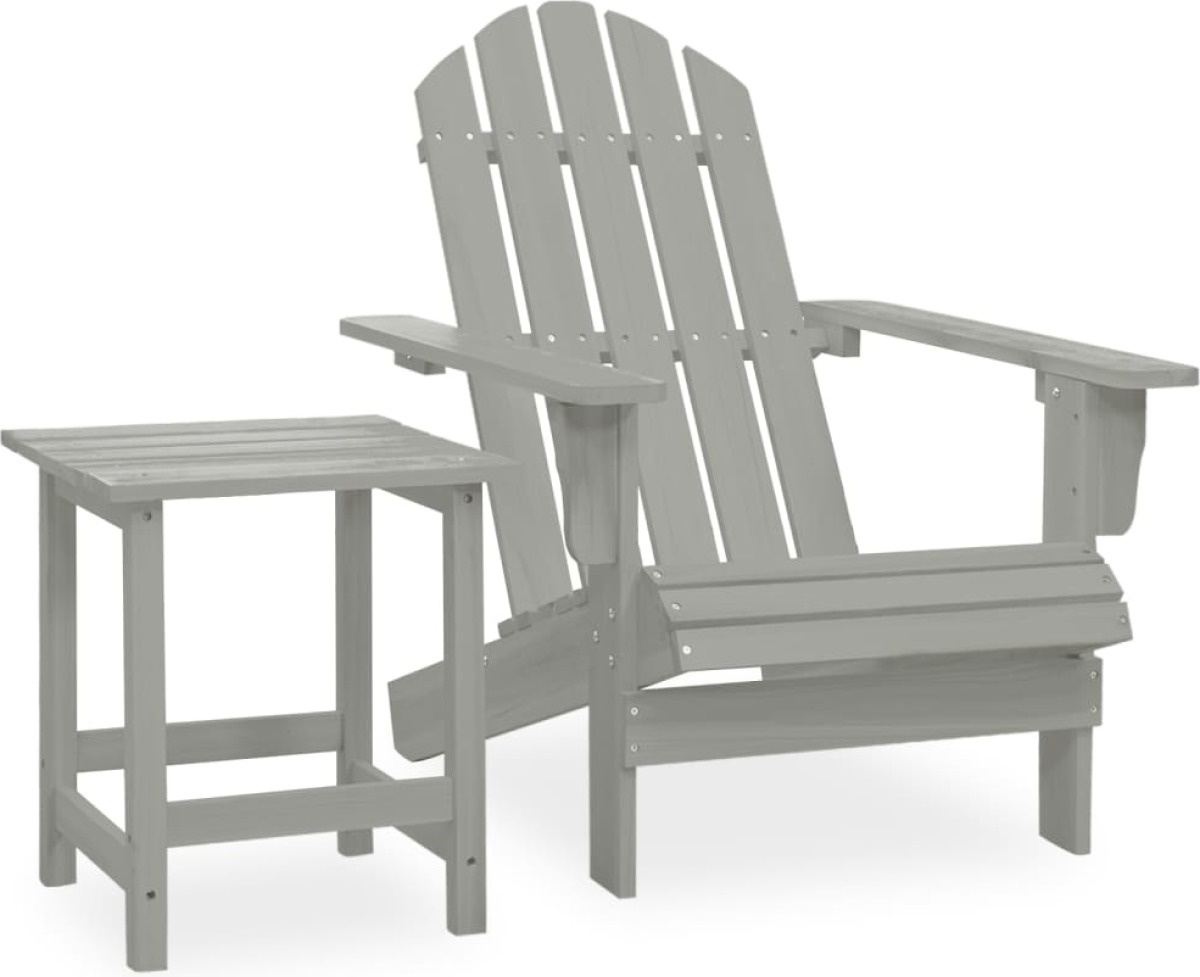VidaXL Tuinstoel Adirondack met tafel massief vurenhout grijs
