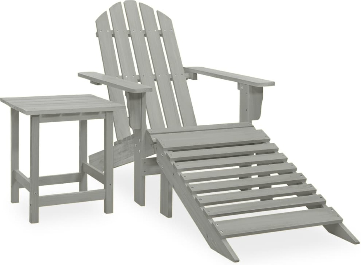 VidaXL Tuinstoel Adirondack voetenbank tafel massief vurenhout grijs