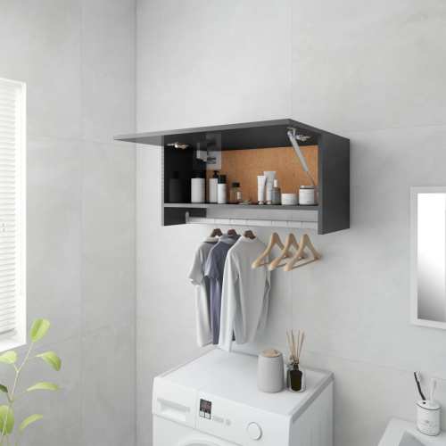 VidaXL Kledingkast 70x32,5x35 cm spaanplaat hoogglans grijs