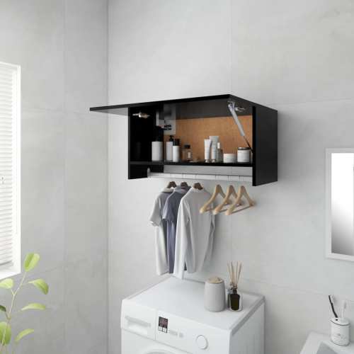 VidaXL Kledingkast 70x32,5x35 cm spaanplaat zwart